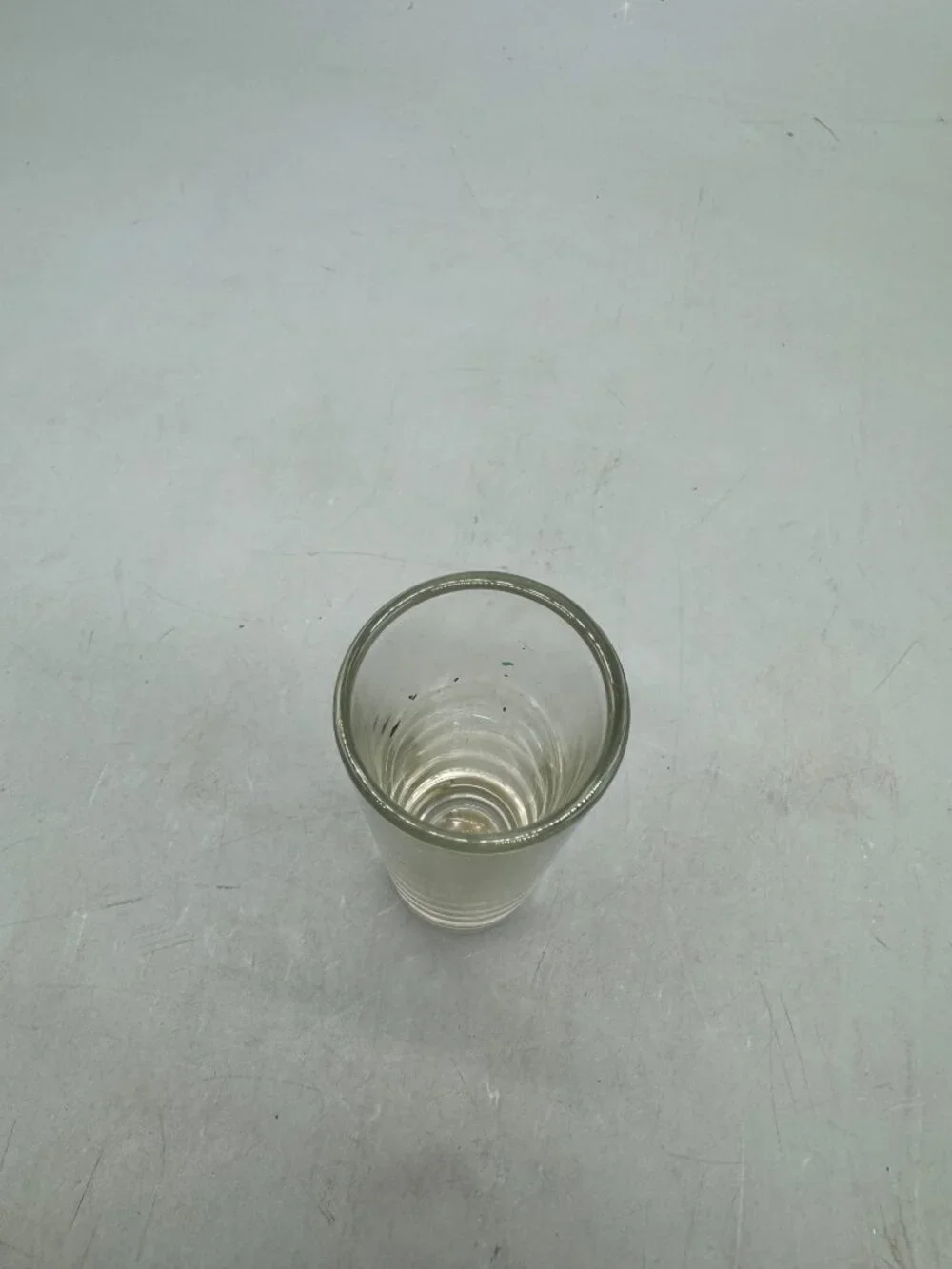 Vintage Clear Glass Shot Glass With Etched Leaf Design READ